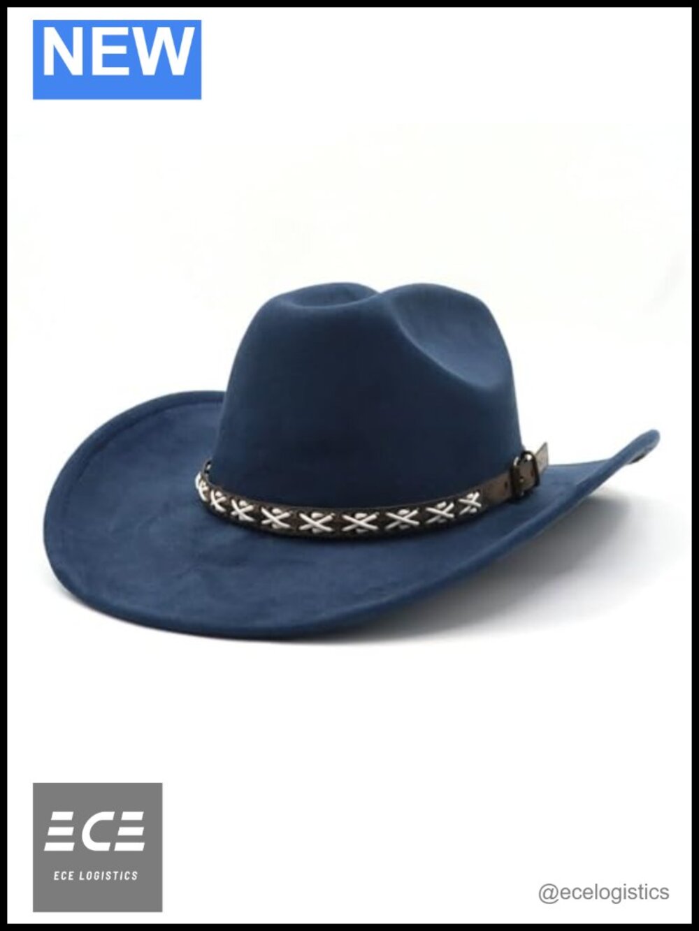 Suede Cowboy Hat Wide Brim Classic Western Fedora with Buckle Belt